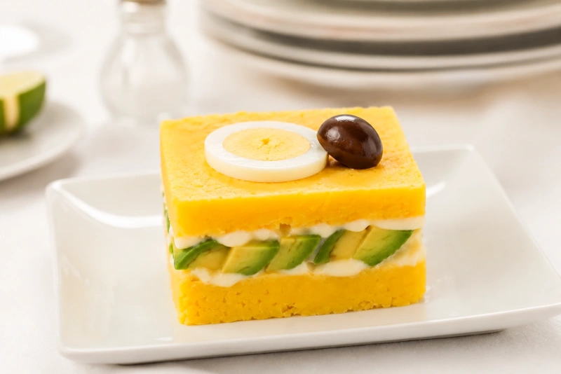 plato de causa rellena con pollo