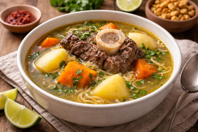 Deliciosa sopa de casa contundente y llena de sabor casero