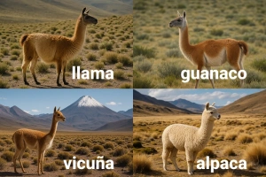 vicuña llama alpaca y guanaco en su hábitat natural