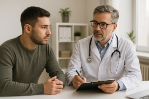 persona en consulta médica para un chequeo de salud anual