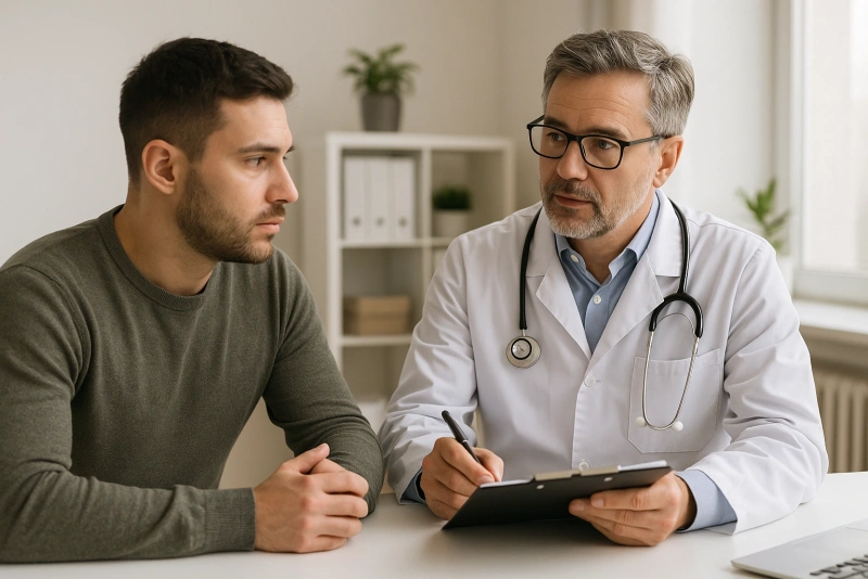 persona en consulta médica para un chequeo de salud anual