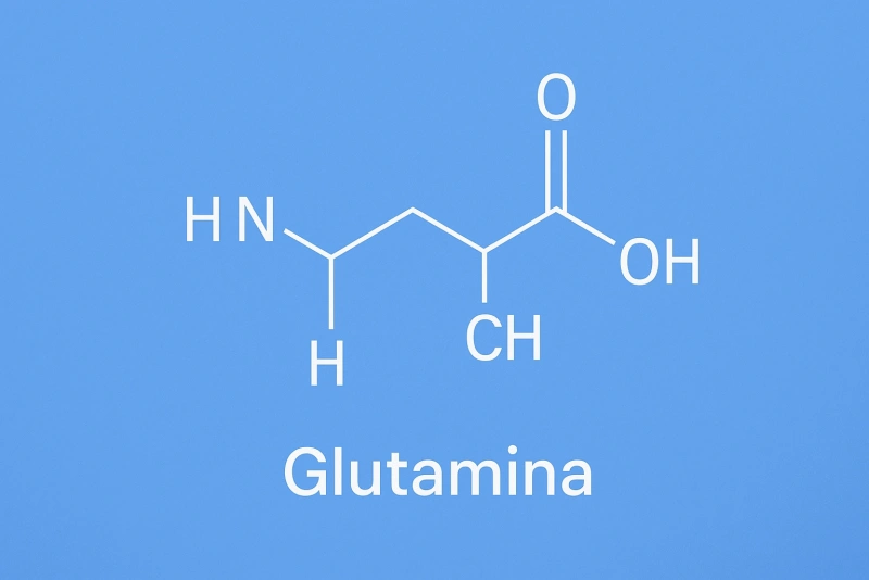 imagen con la estructura química de la glutamina