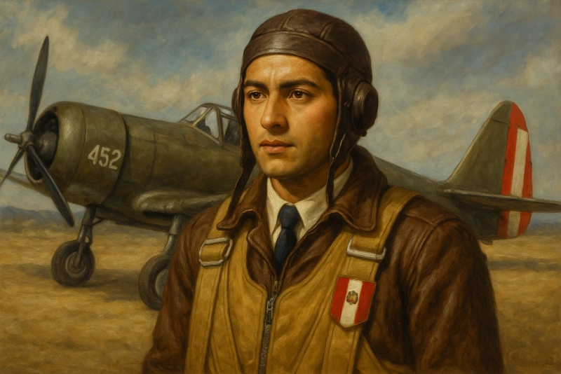 retrato de josé abelardo quiñones gonzales aviador peruano