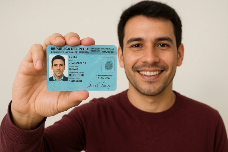 persona mostrando su duplicado de dni en perú