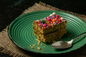 delicioso turrón de doña pepa peruano en un plato con cuchara