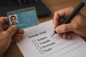 persona actualizando estado civil en el dni en perú