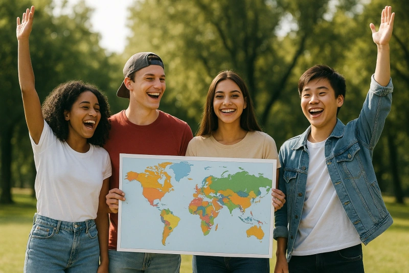 jóvenes celebrando el día internacional de la juventud