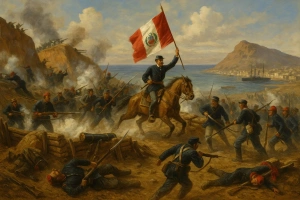 imagen de la batalla de arica tipo pintura antigua