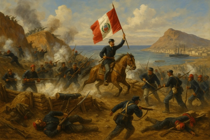 imagen de la batalla de arica tipo pintura antigua