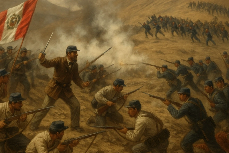 imagen tipo pintura antigua de la batalla de tarapacá