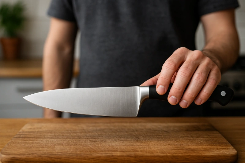 manos eligiendo el mejor cuchillo de cocina perfecto