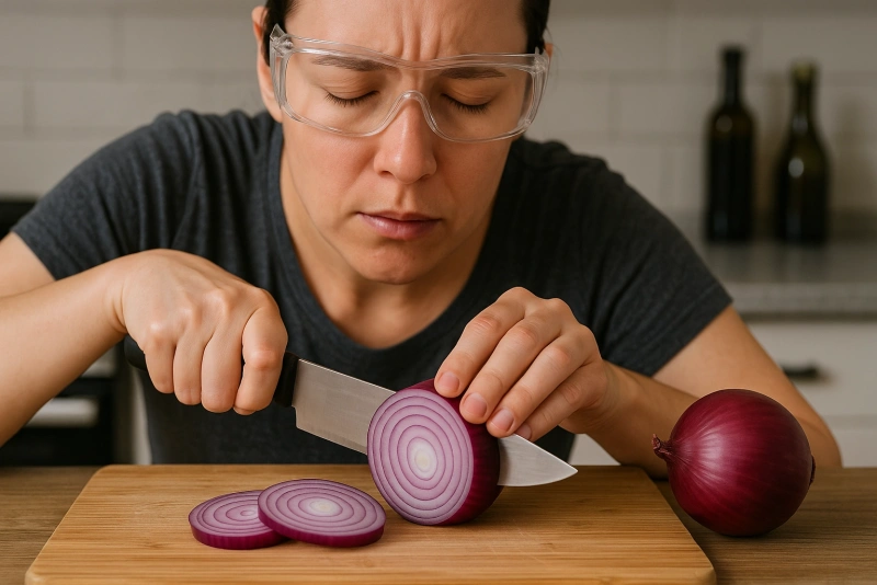 truco para cortar cebolla sin lágrimas en la cocina