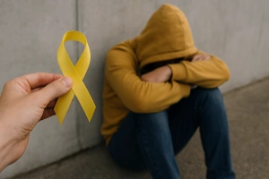 persona en apoyo y concienciación sobre el suicidio