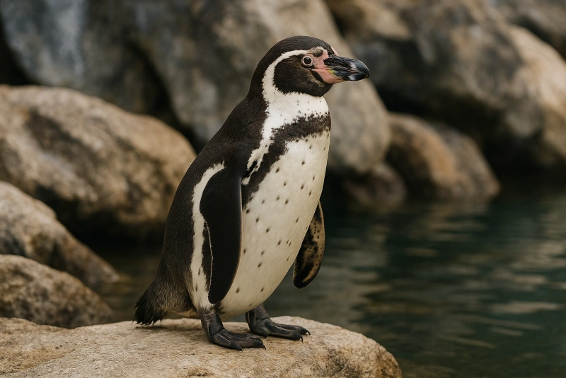 pingüino de humboldt en su hábitat natural junto al océano