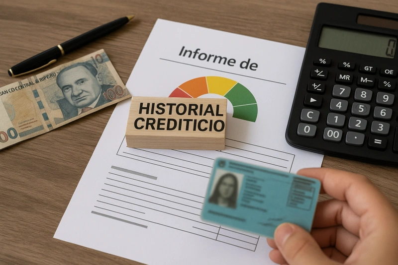 persona revisando su score de historial crediticio en su escritorio