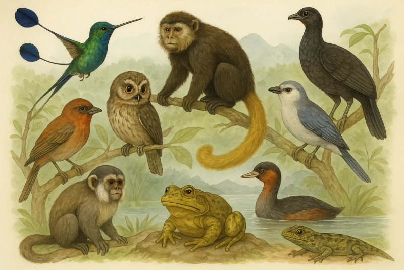 10 Animales que Solo Existen en el Perú y Te Sorprenderán por Su Aspecto o Historia Un mono choro de cola amarilla en su hábitat natural peruano