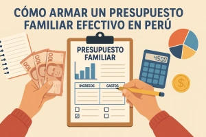 imagen tipo ilustración de una persona armando un presupuesto familiar