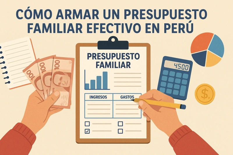 imagen tipo ilustración de una persona armando un presupuesto familiar