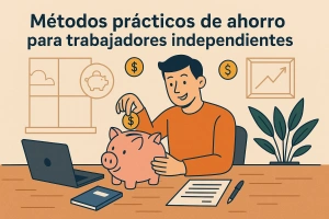 trabajador independiente revisando sus finanzas en casa