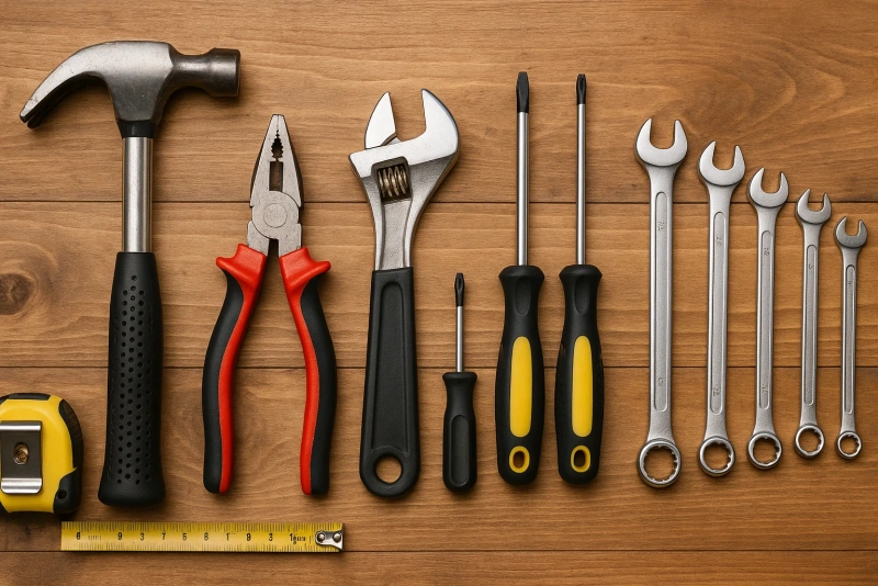Caja de herramientas con utensilios básicos para reparaciones caseras