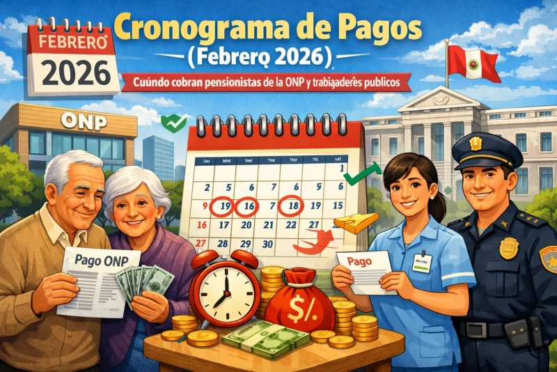 Calendario de pagos febrero 2026 para pensionistas y empleados ONP