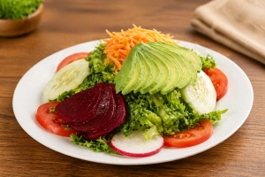 Ensalada de pollería con vinagreta fresca y deliciosa