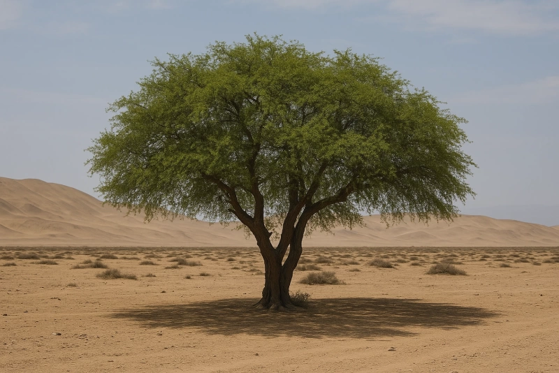 imagen de un algarrobo en el desierto