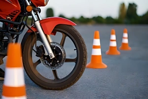 moto en un circuito de pruebas para dar examen